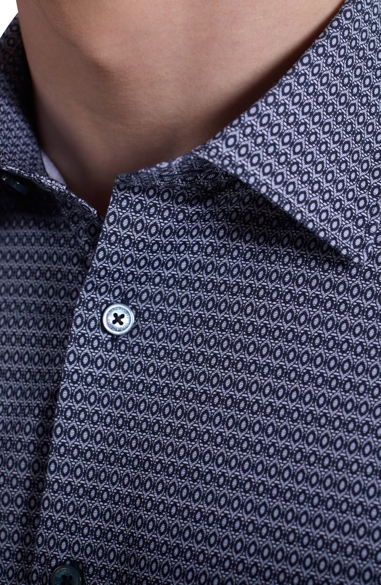 Bugatchi Miles OoohCotton<sup>®</sup> Short Sleeve Button-Up Shirt, Alternate, color, Navy