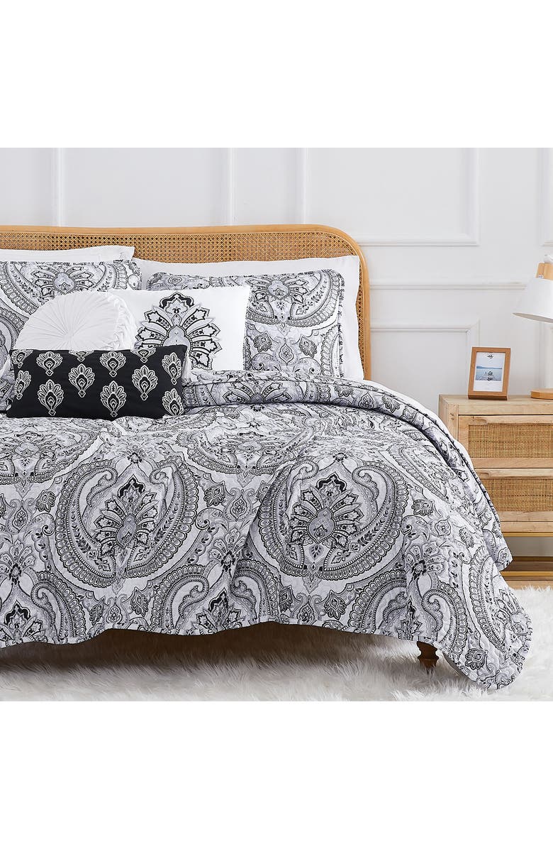 SOUTHSHORE FINE LINENS Pure Melody Quilt Bedding Set, Alternate, color, Black