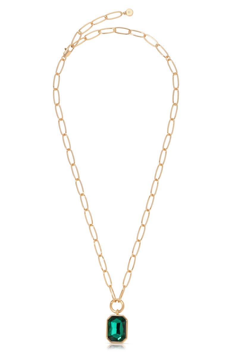 Ettika Deco Crystal Pendant Necklace, Alternate, color, Green