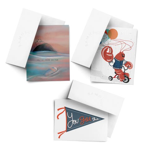 Celebration/Graduation Assorted Greeting Card Pack (3ct) "Lobster, Pennant, Island"