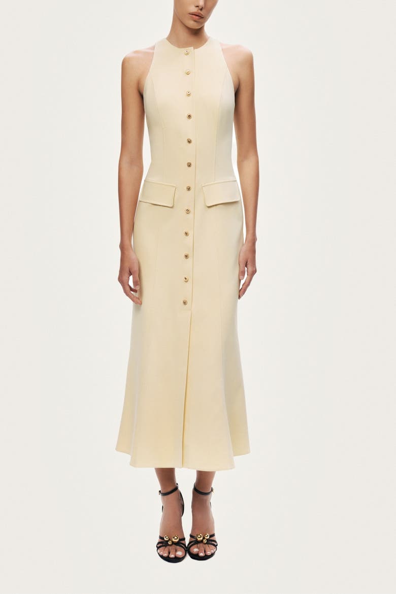 Sleeveless Button-Front Midi Dress, Main, color, Yellow