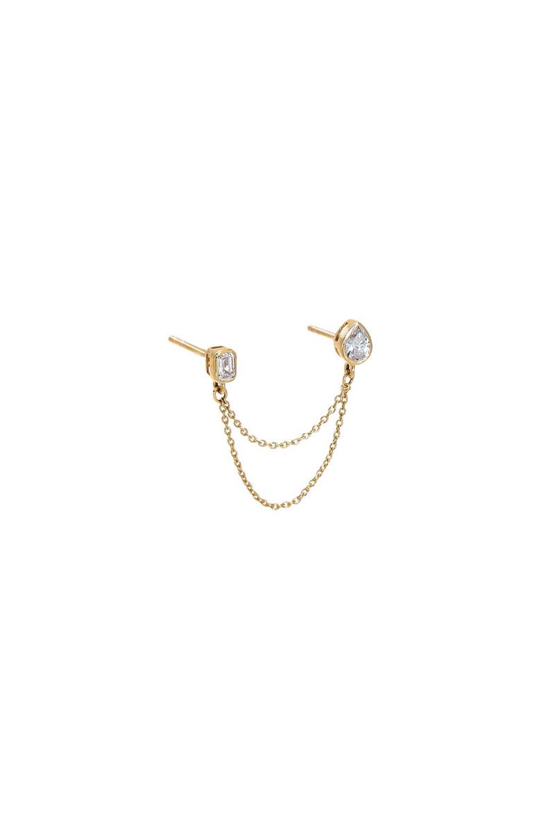 BY ADINA EDEN Lab Grown Diamond Pear/Emerald Cut Chain Drop Stud Earring 14K, Main, color, 14K Gold