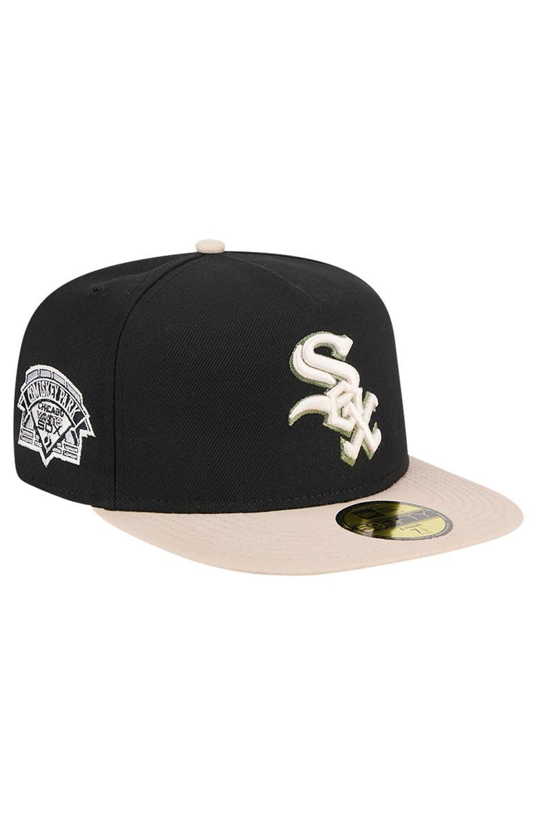 New Era Men's New Era Black Chicago White Sox Canvas A-Frame 59FIFTY Fitted Hat, Alternate, color, 