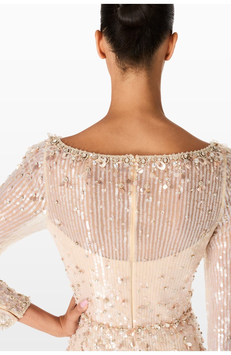 Jenny Packham Kestra Sequin-Embellished Maxi Dress, Alternate, color, Almond