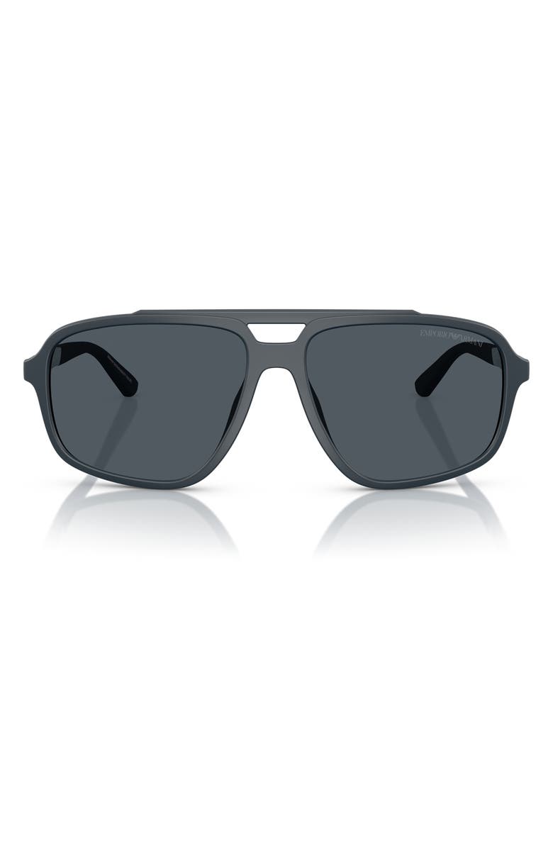 Emporio Armani 59mm Pilot Sunglasses, Main, color, Dark Blue / Dark Blue