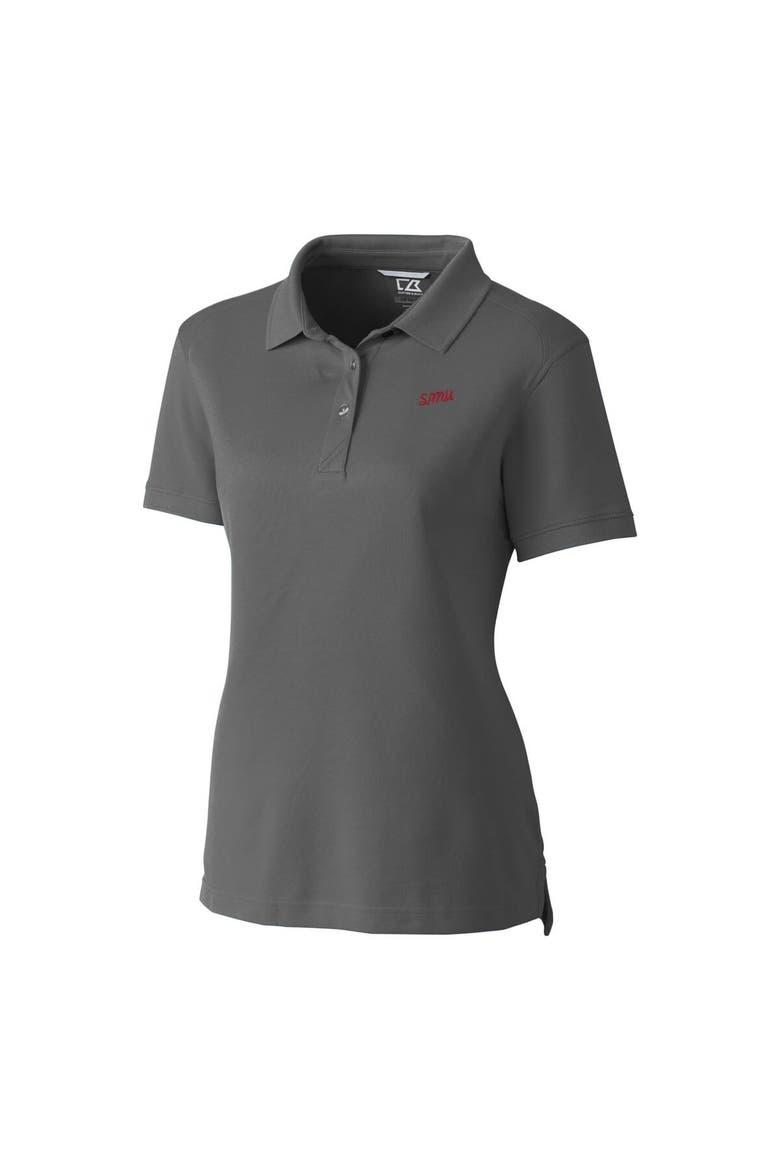 Women's Cutter & Buck  Gray SMU Mustangs Vault DryTec Advantage Tri-Blend Pique Womens Polo, Alternate, color, Gray