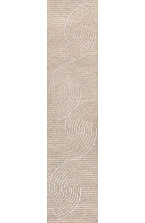 Hallie High-Low Minimalist Curve Geometric Indoor/Outdoor Area Rug
