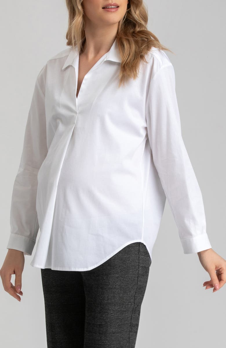 PIETRO BRUNELLI MATERNITY Long Sleeve V-Neck Collar Shirt, Alternate, color, 