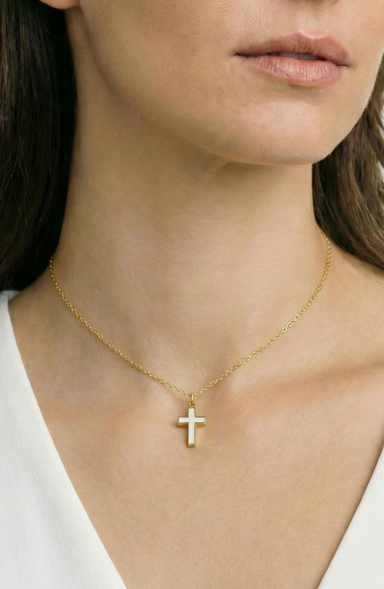 ARGENTO VIVO Mother-of-Pearl Cross Pendant Necklace, Alternate, color, 