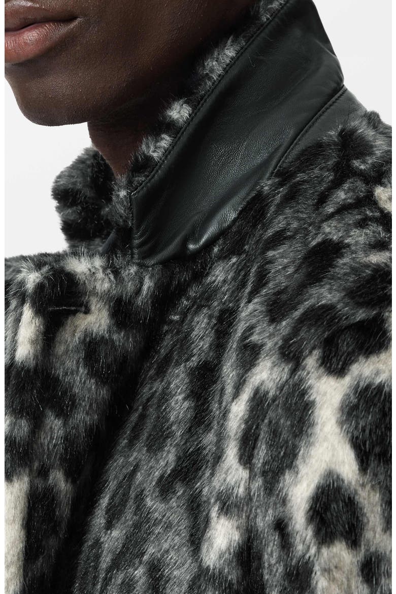 Templeton Leopard Print Faux Fur Topcoat, Alternate, color, DEEP CHARCOAL