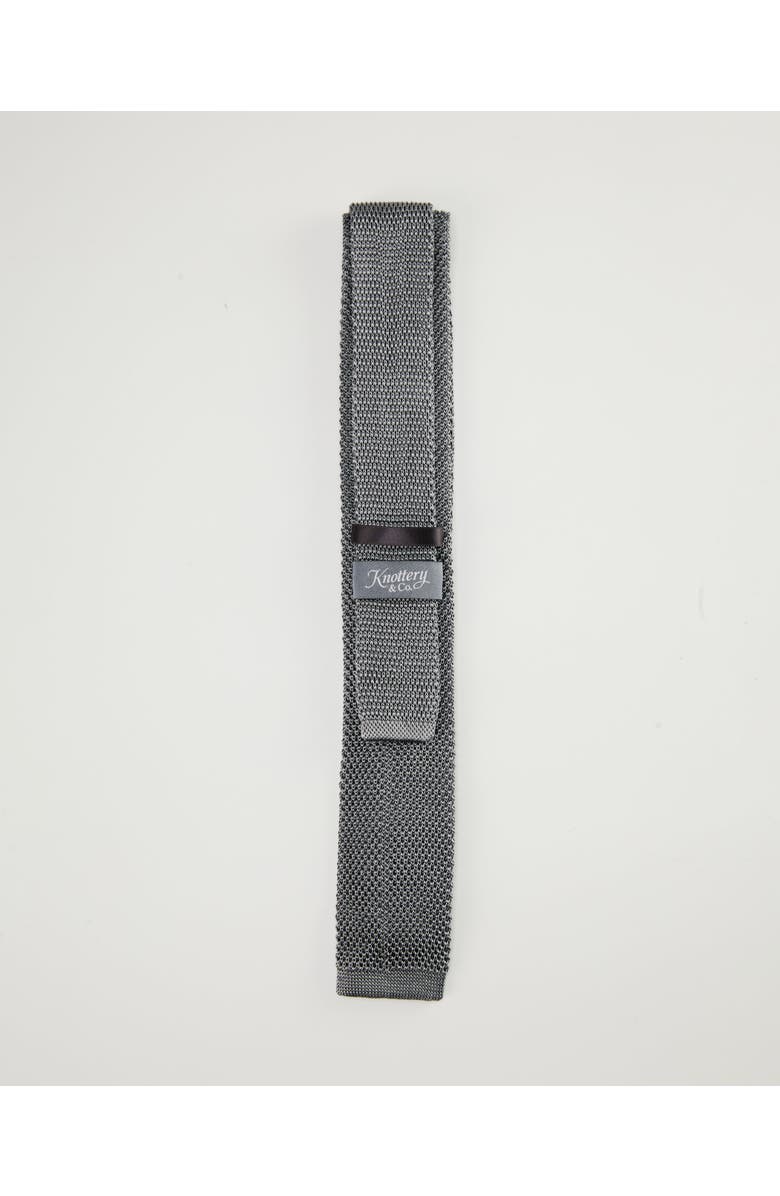 Knottery & Co Classic Knit Silk Tie, Alternate, color, Silver Grey