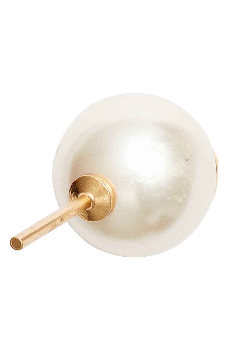 Valentino Garavani VLOGO Imitation Pearl Stud Earrings, Alternate, color, Ivory/Gold