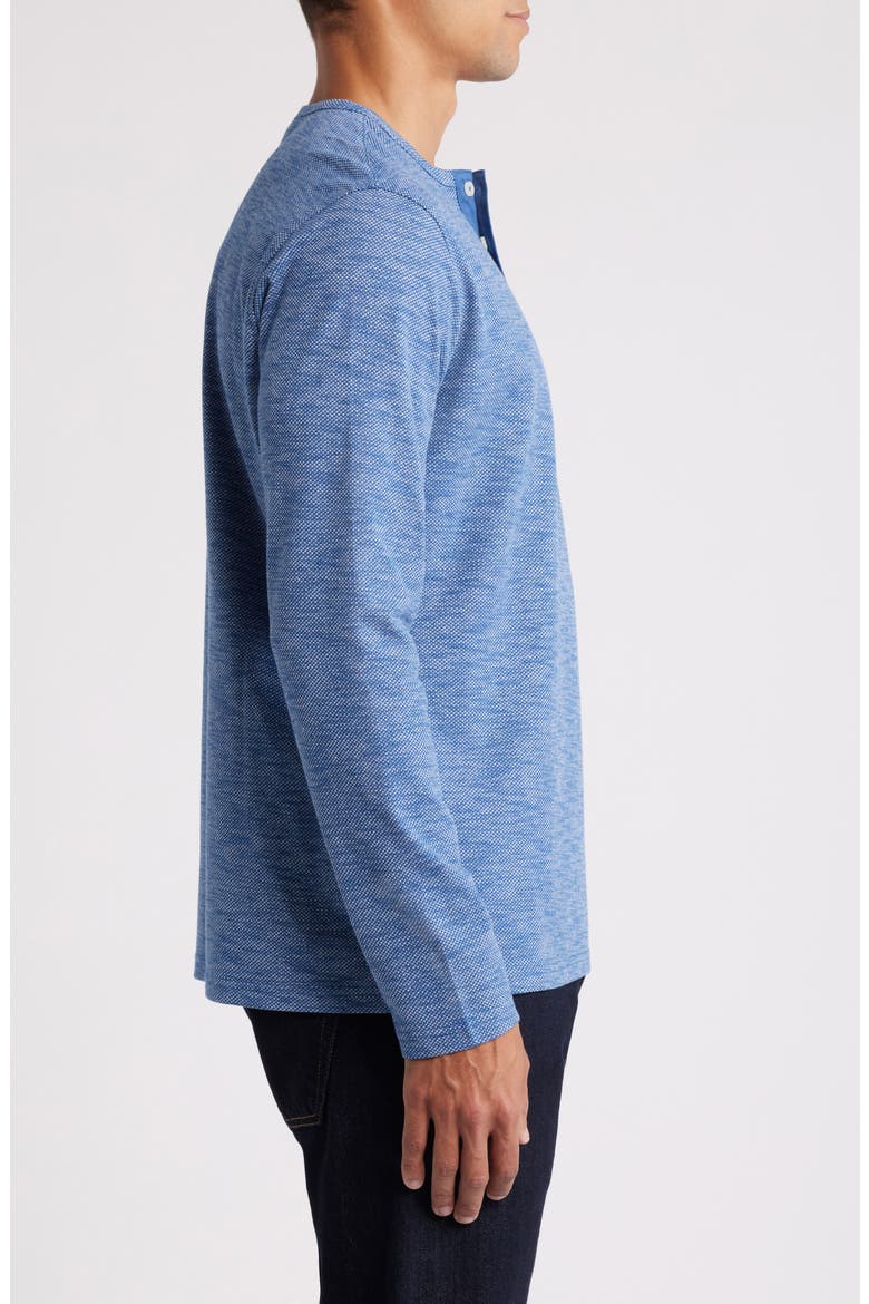 Performance Piqué Henley, Alternate, color, DENIM BLUE