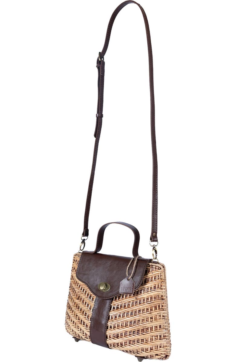 Jelavu Nori Handwoven Rattan Top Handle Bag, Alternate, color, Chocolate