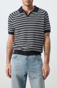 MANGO Stripe Knit Polo