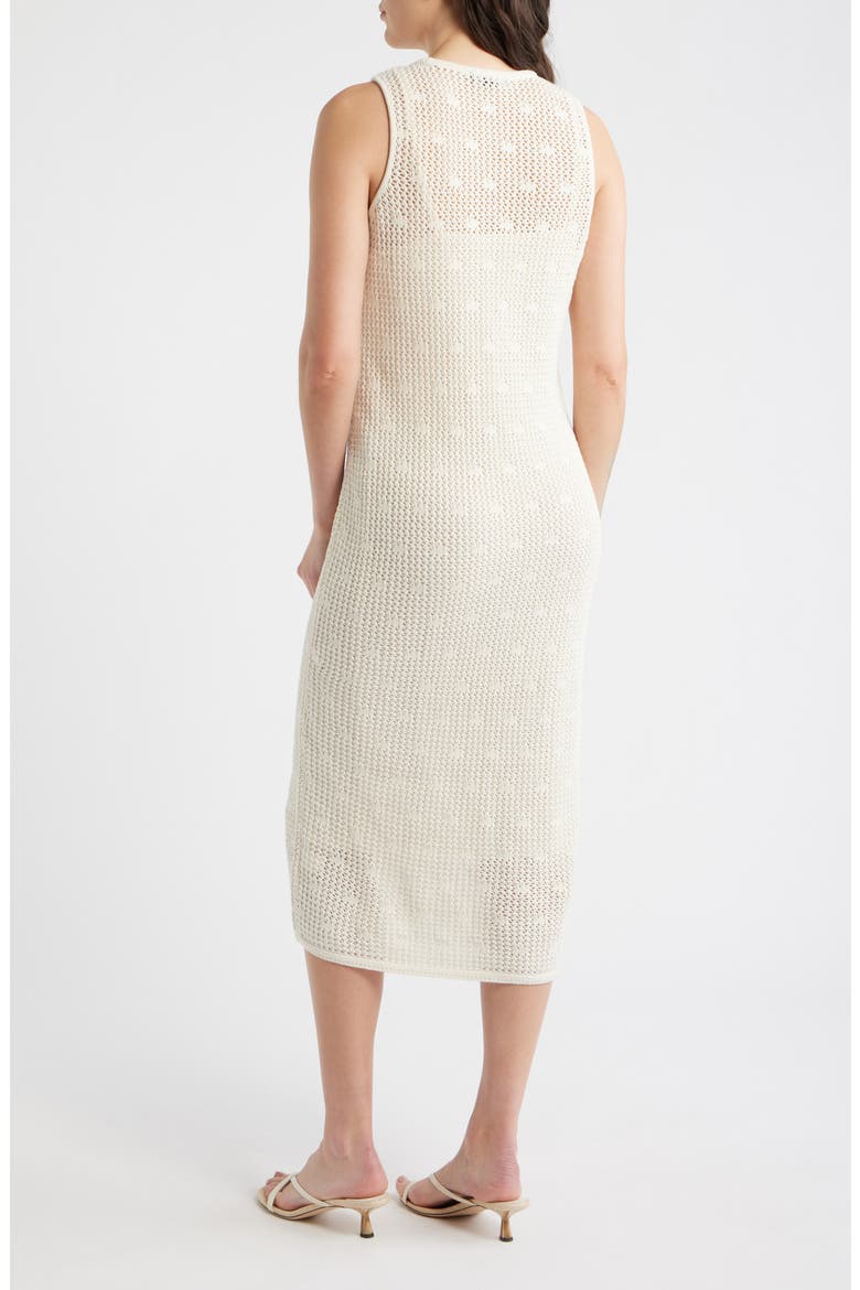 Open Stitch Cotton Blend Midi Dress, Alternate, color, EGGNOG