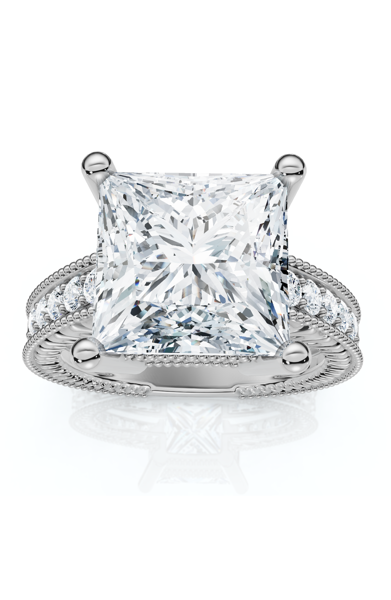 Bliss Diamond Certified 4 1/5Ct Princess Cut Diamond Vintage Engagement Ring Lab Grown, Main, color, 14K White Gold