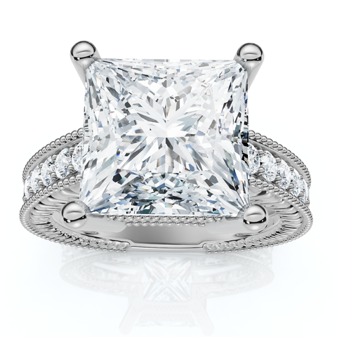 Certified 4 1/5Ct Princess Cut Diamond Vintage Engagement Ring Lab Grown
