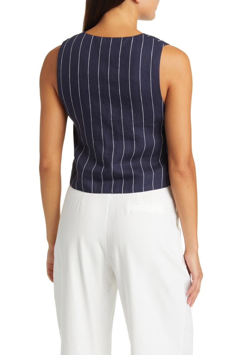 Frances Linen Suit Vest, Alternate, color, NAVY WHITE STRIPE