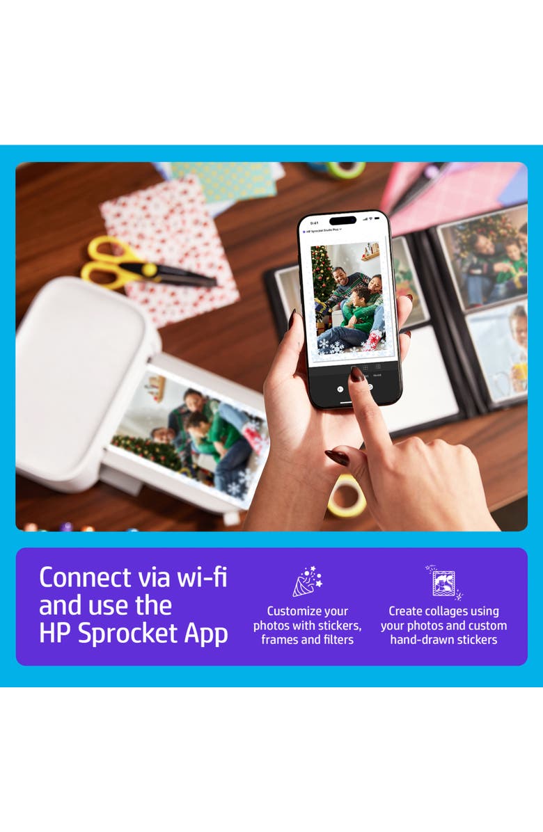 HP Sprocket Studio Plus 4x6 Printer, Alternate, color, White