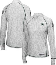 COLOSSEUM Women's Colosseum White Michigan State Spartans OHT Military Appreciation Officer Arctic Camo Fitted Lightweight 1/4-Zip Jacket