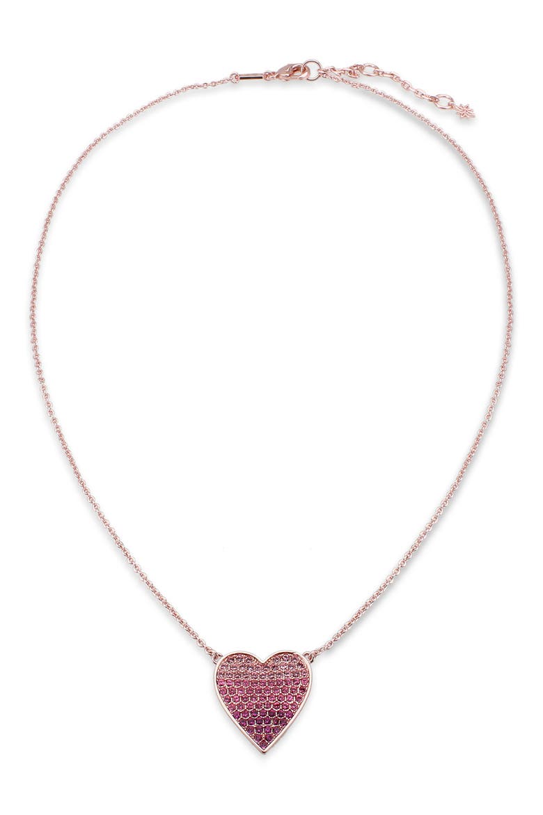 Ombré Pavé CZ Heart Pendant Necklace, Main, color, PINK
