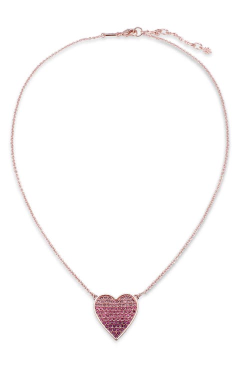 Ombré Pavé CZ Heart Pendant Necklace