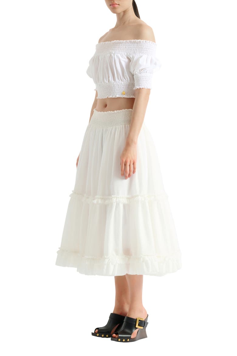 Long gathered skirt, Main, color, white