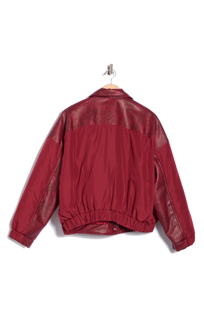 Vigoss Faux Leather Trucker Jacket, Alternate, color, Oxblood