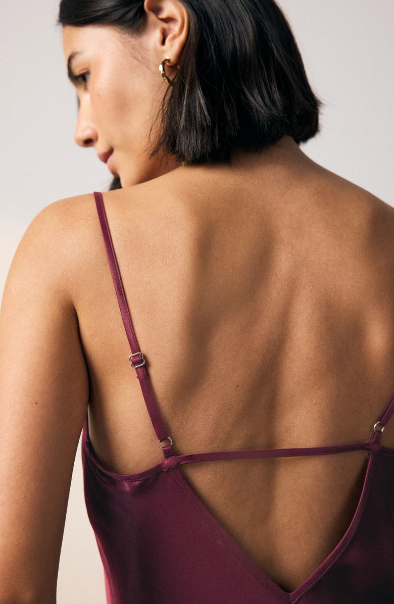 NEXT Strappy Satin Maxi Slipdress, Alternate, color, Red