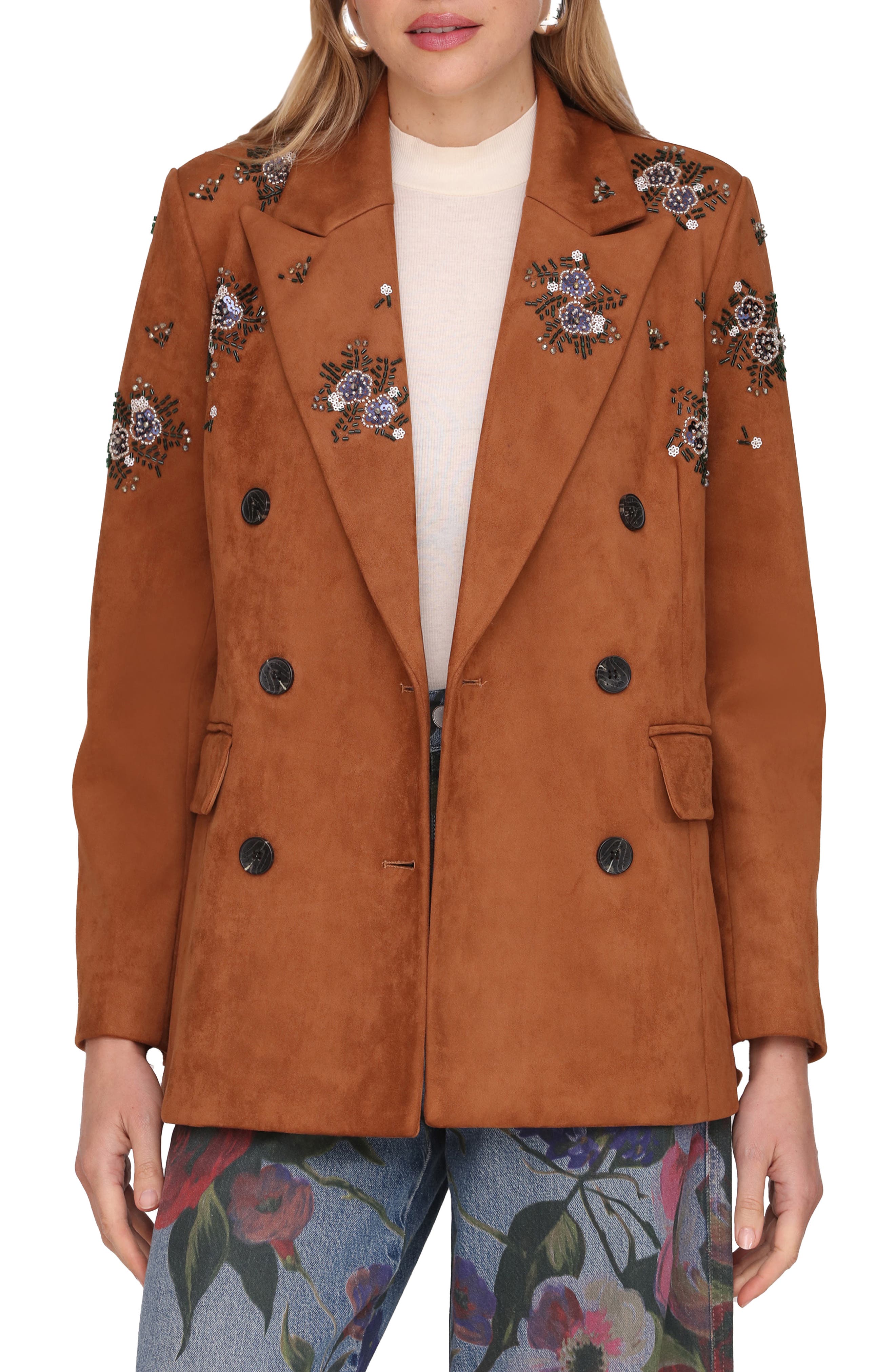 Avec Les Filles Beaded Double Breasted Jacket