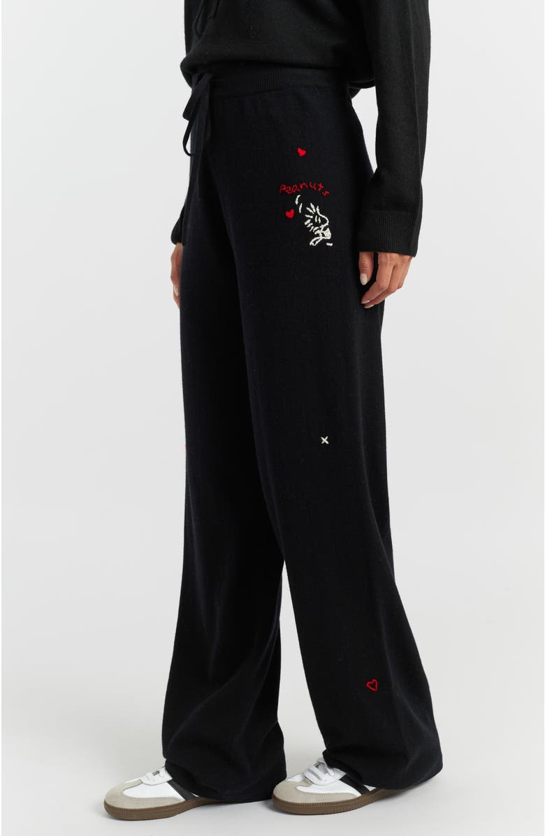 Chinti & Parker Wool Cashmere Peanuts Wide-Leg Track Pants, Alternate, color, Black