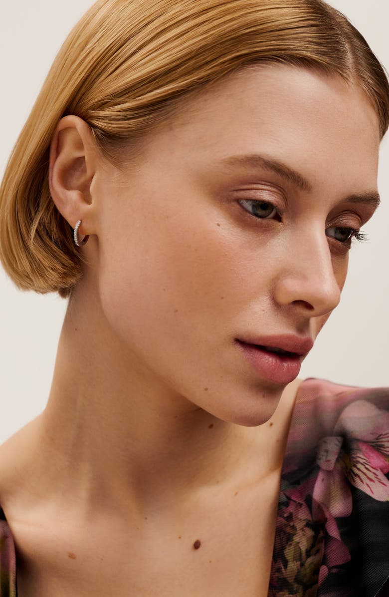 Ted Baker Heplie Pavé Hoop Earrings, Alternate, color, Silver Tone/ Clear Crystal