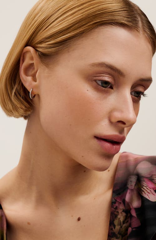 Ted Baker Heplie Pavé Hoop Earrings In Silver Tone/clear Crystal