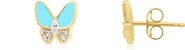 The Lovery Fine Jewelry Turquoise CZ Butterfly Stud Earrings