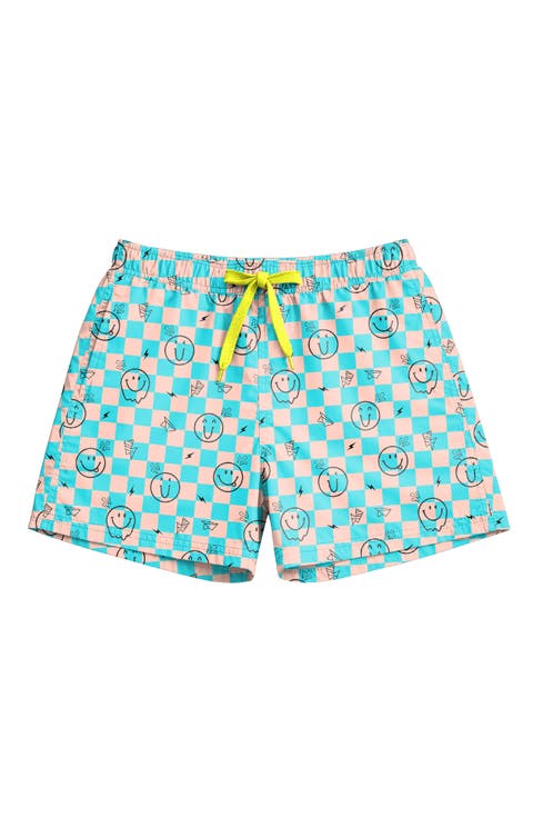 Boys Retro Smiley Print Board Shorts