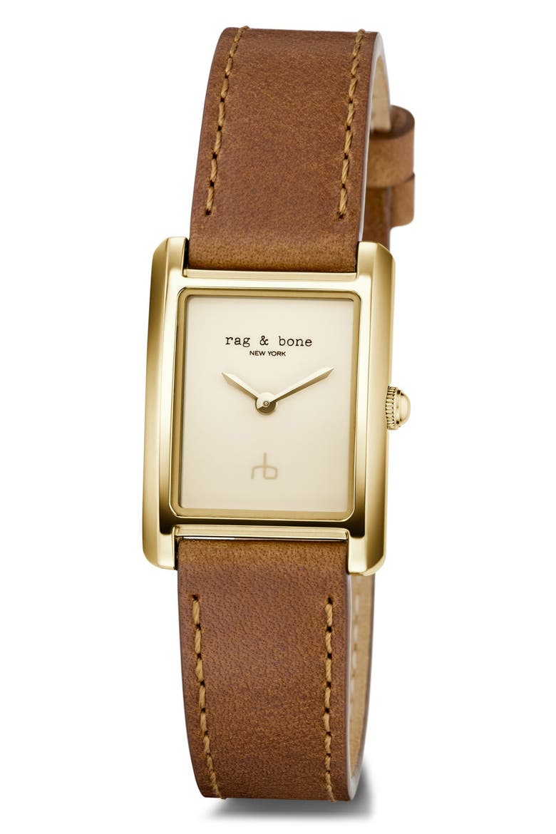 Brynn Leather Strap Watch, 22.5mm, Alternate, color, TAN