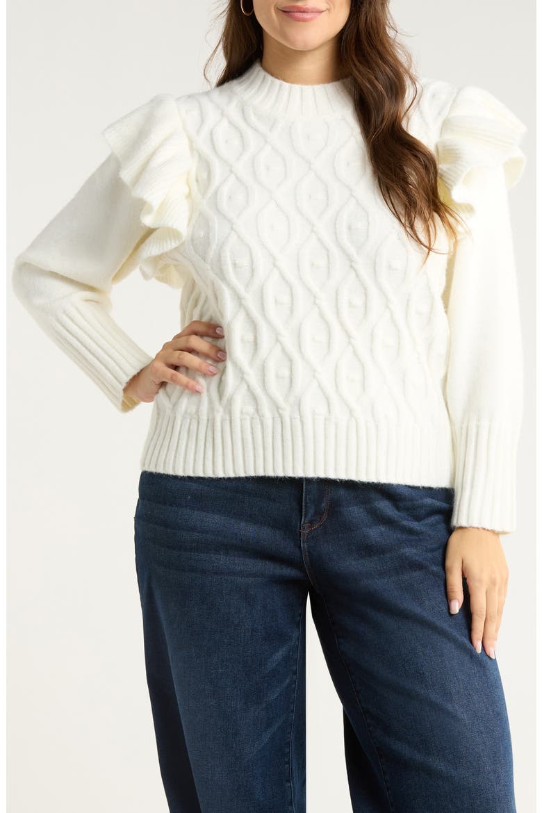 Gloriana Cable Stitch Sweater, Main, color, WHITE