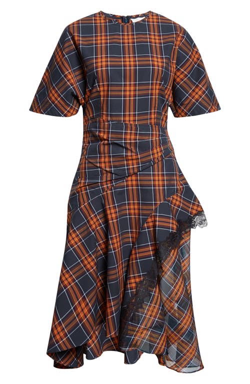 3.1 Phillip Lim Short Sleeve Draped Dress With Organza Combo Dusk Multi In Multi