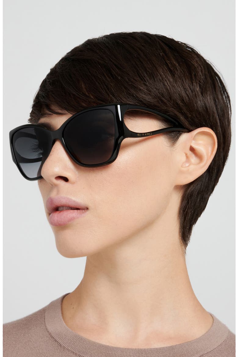 59mm Gradient Cat Eye Sunglasses, Alternate, color, BLACK/ DARK GREY SF