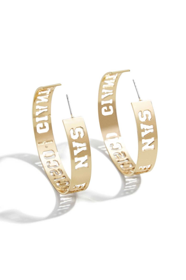 x Baublebar San Francisco Giants Large Cutout Hoop Earrings, Main, color, Gold