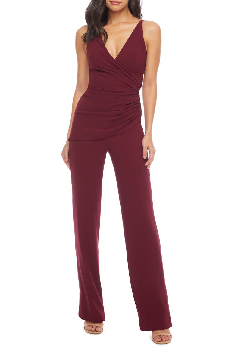 Sam Ruched Jumpsuit, Main, color, BURGUNDY