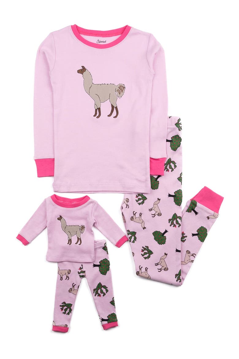 Llama Pajama & Matching Doll Pajama Set, Main, color, MULTI