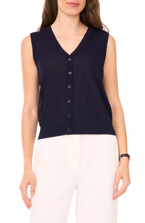 Sleeveless Button-Up Sweater