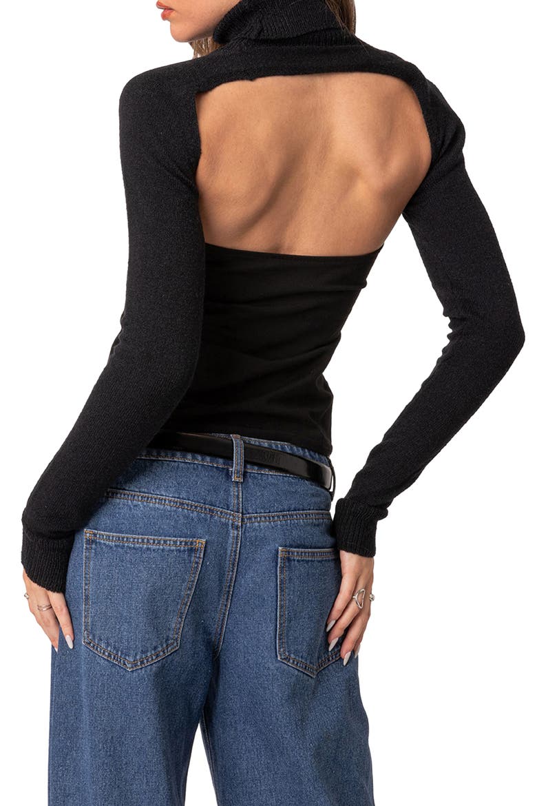 Turtleneck Shrug Sweater, Alternate, color, BLACK