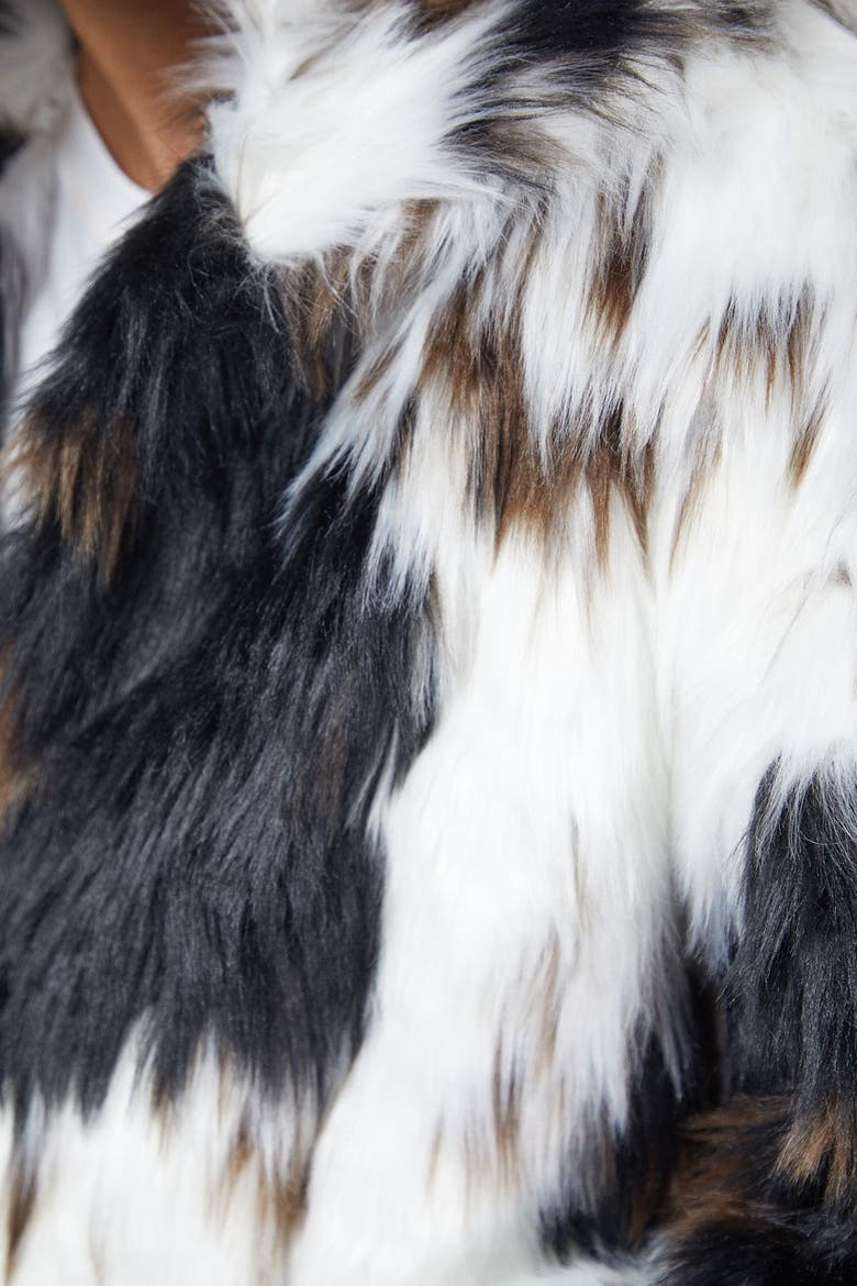 Premium Funnel Neck Mono Faux Fur Coat, Alternate, color, Mono