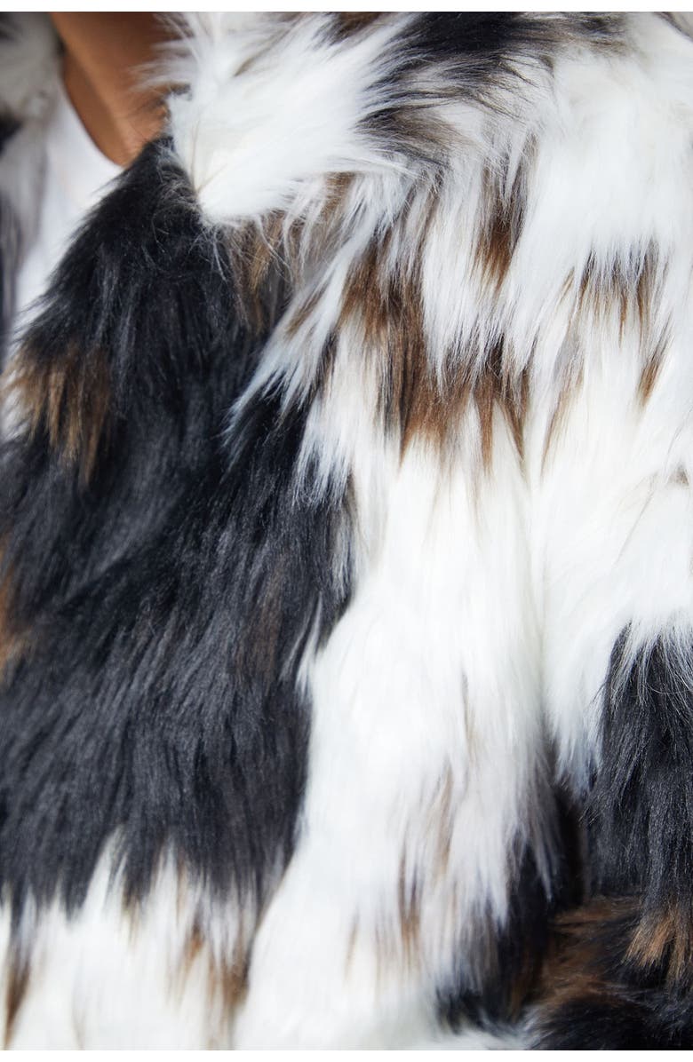 Warehouse Premium Funnel Neck Mono Faux Fur Coat, Alternate, color, Mono