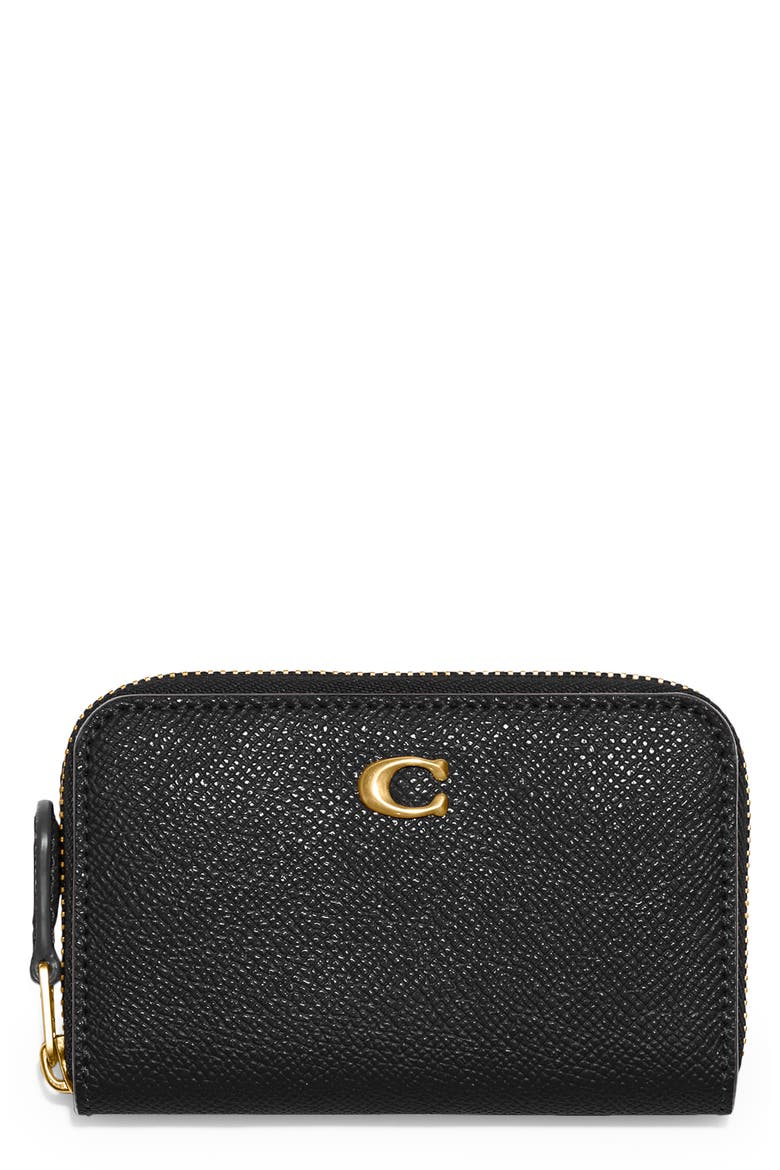 Crossgrain Leather Small Zip Around Wallet, Main, color, B4/ BLACK