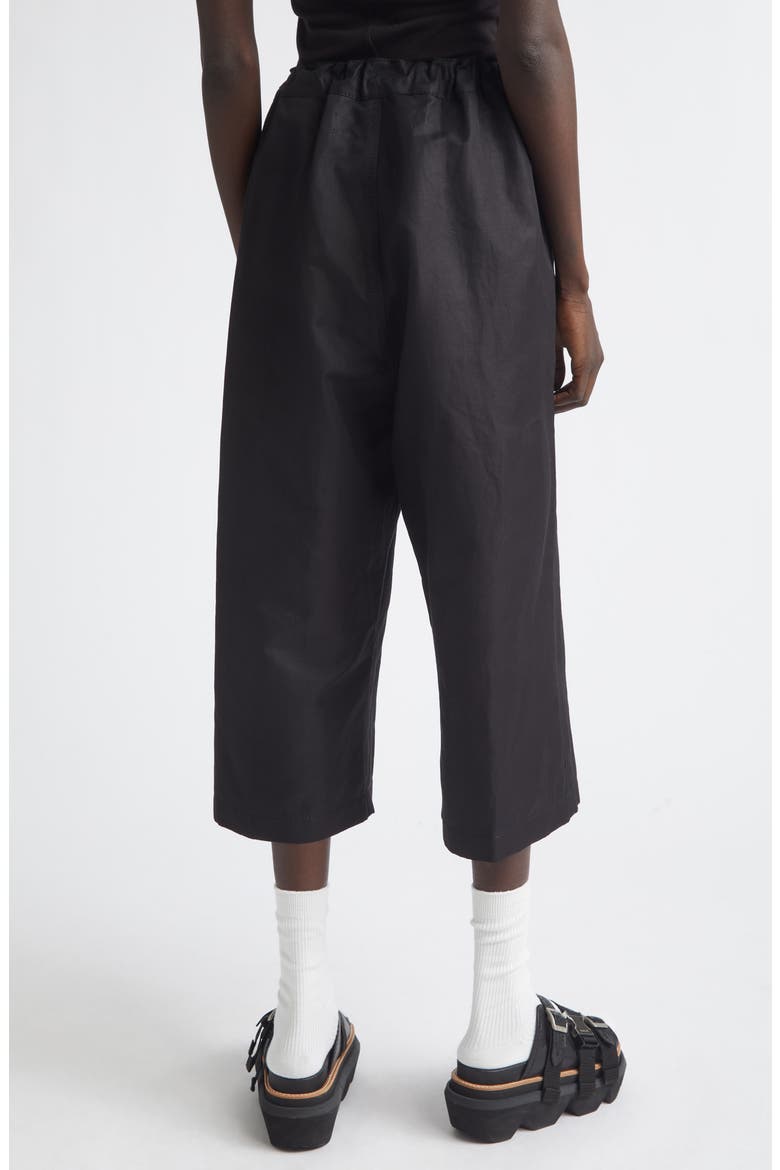 Crop Cotton & Linen Twill Wide Leg Pants, Alternate, color, BLACK