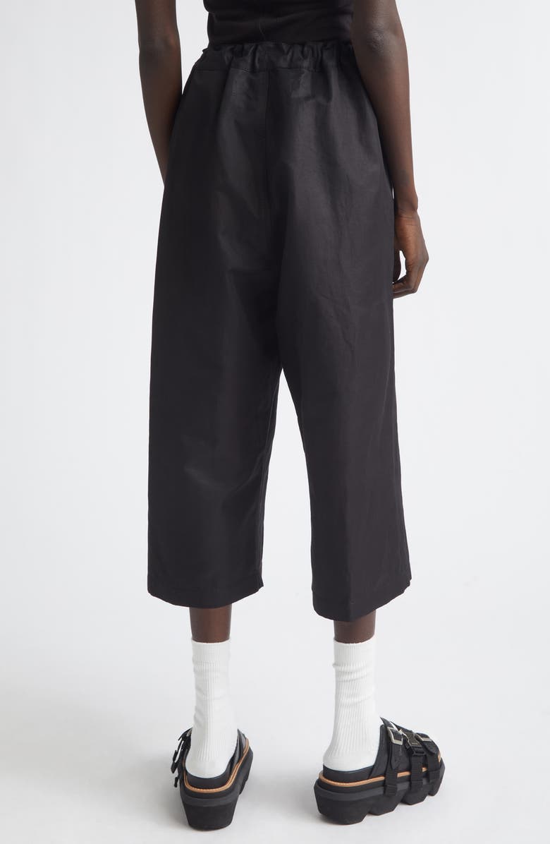 Tao Comme des Garçons Crop Cotton & Linen Twill Wide Leg Pants, Alternate, color, Black